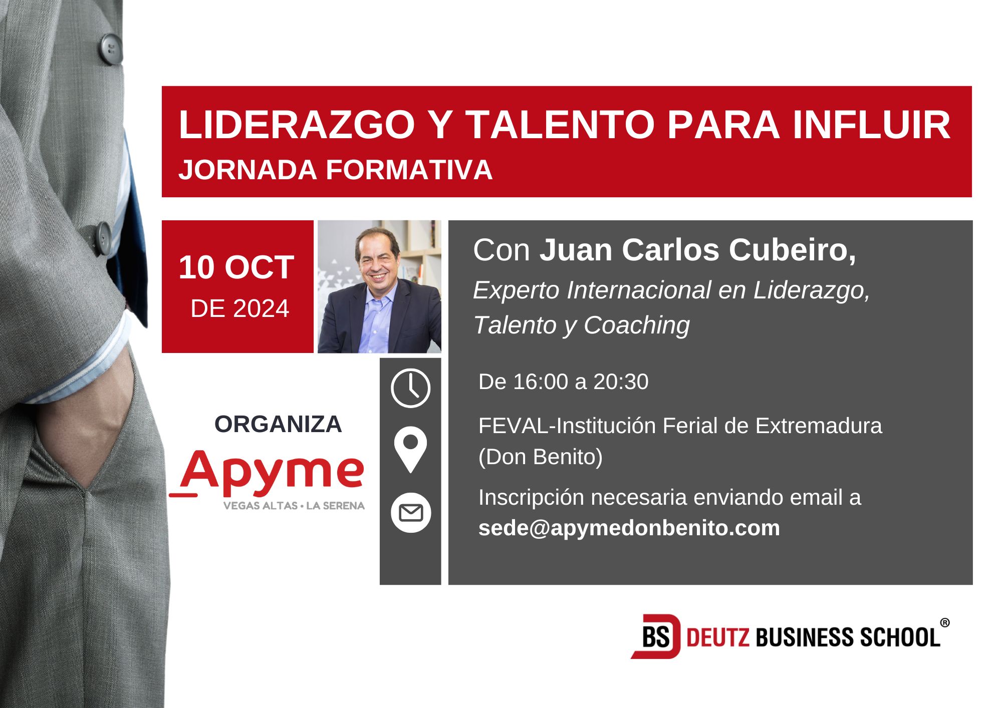 APYME organiza la Jornada “Liderazgo y Talento para Influir” en colaboración con la Deutz Business School a cargo de Juan Carlos Cubeiro